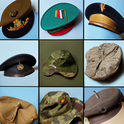 קולאז' של כומתות צבאיות שונות ממדינות וענפי שירות שונים.
