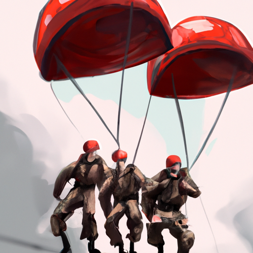 קבוצה של צנחנים מובחרים חובשים את הכומתה האדומה האיקונית, מתכוננת לקפיצה.